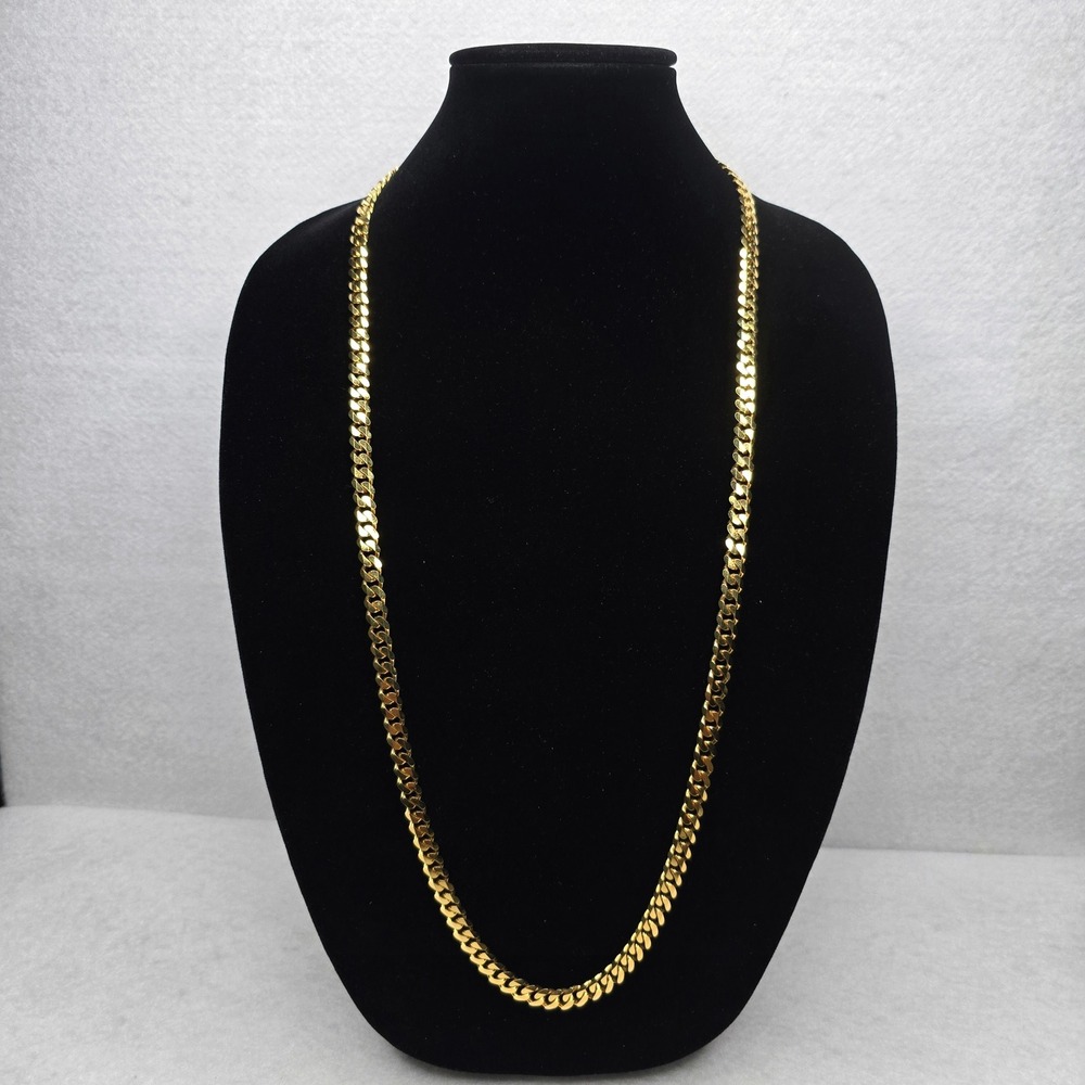 Monet Gold Tone Cuban Link Chain Necklace Long 36" Jewelry - Picture 12 of 16